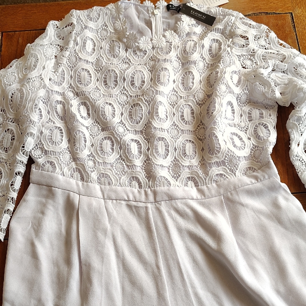 Eloquii White Lace Formal Jumpsuit